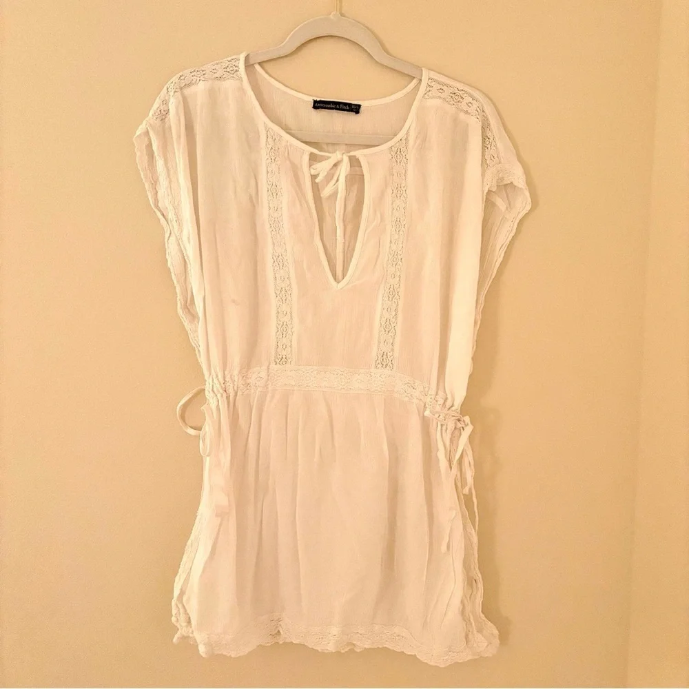 abercrombie & fitch white tied blouse